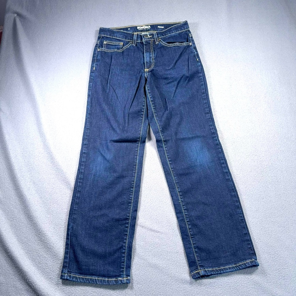 Sonoma Flexwear Straight Jeans Boys 14 Dark Wash Stretch Actual 26x26 Denim